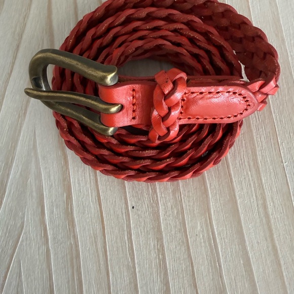 GAP Accessories - GAP Red Braided Leather Belt with Antique Brass Buckle